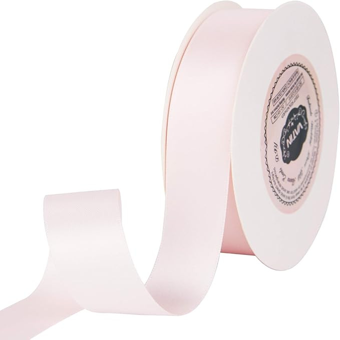 VATIN 1 inch Double Faced Polyester Satin Ribbon Blush Pink/Pale Pink -Continuous 25 Yard Spool, ... | Amazon (US)
