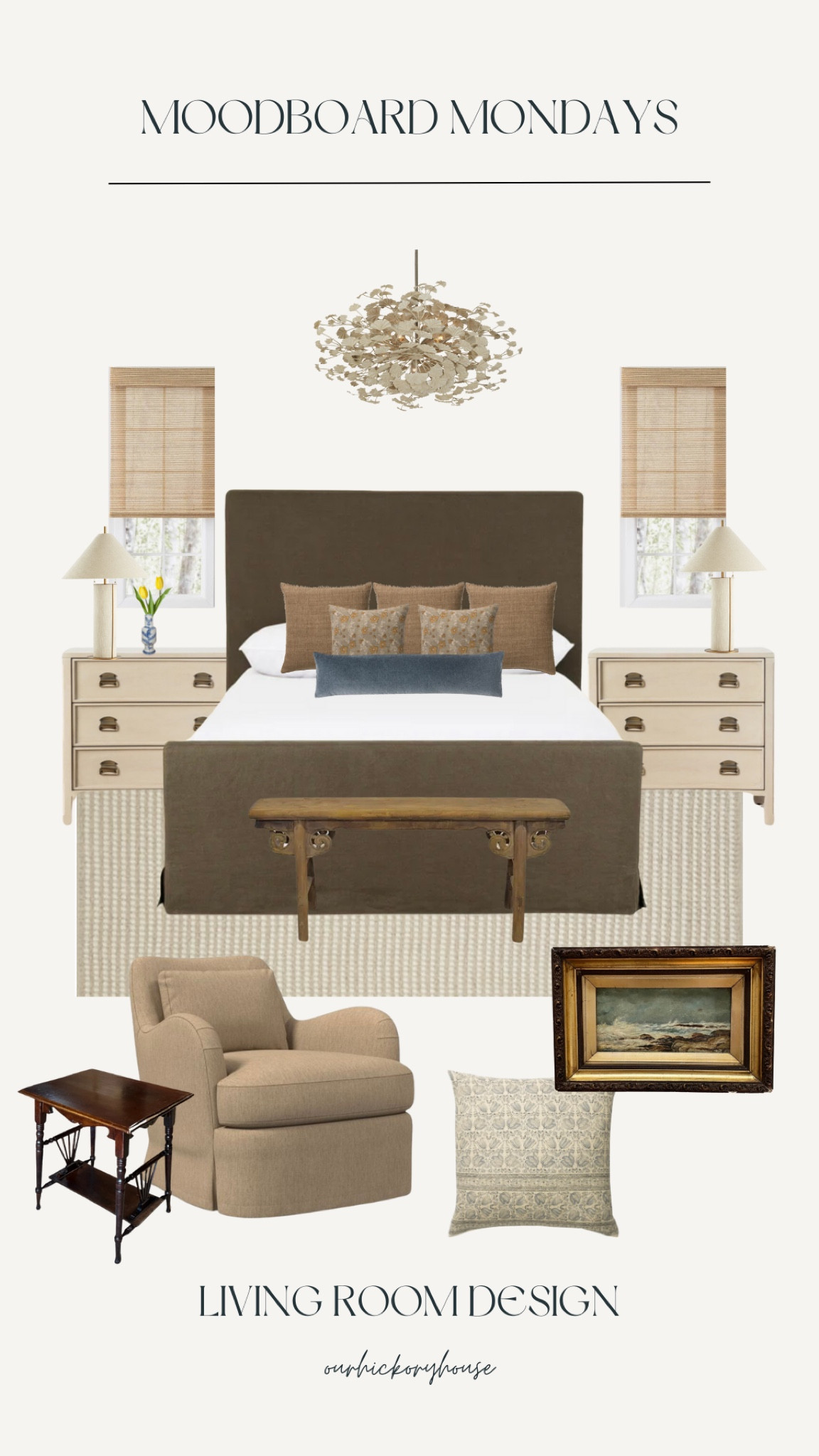 A neutral primary bedroom design with a mix of old and new 

McGee and Co items on sale now for 20-25% off! Now is the time to buy the larger pieces you’ve had your eyes one


Master bedroom design, bed, nightstand, bedside table, vintage art, accent chair, antique bench, neutral rug, antique furniture, antique side table, lamp, decorative pillows 

#LTKhome #LTKsalealert #LTKstyletip