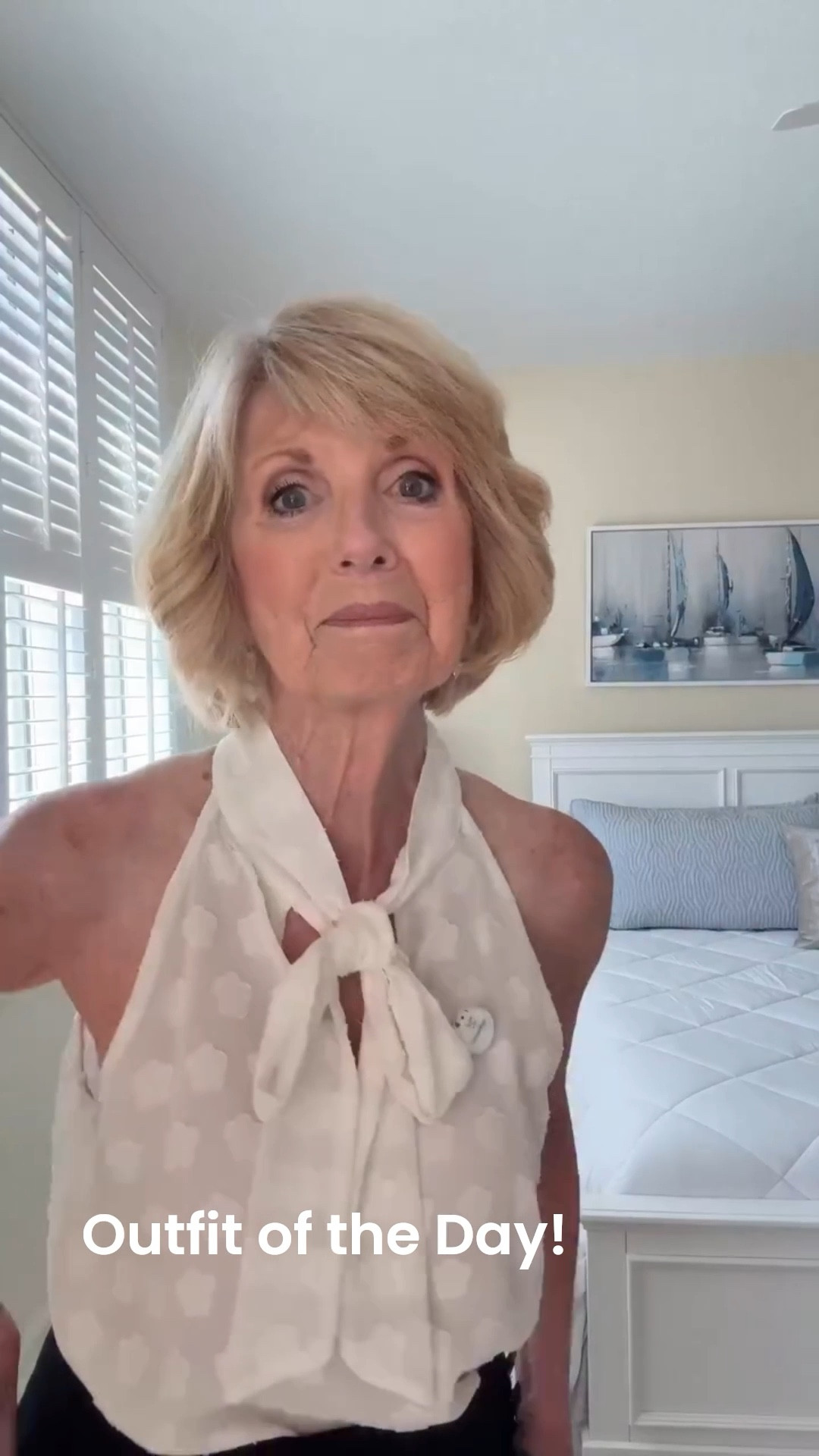 Just sharing my outfit of the day.⁠
⁠
This blouse stopped me the moment I saw it. A soft, sheer whisper white covered in tiny floating clouds. Dreamy without trying too hard… elegant without being stuffy.⁠
⁠
I love the tie neckline because I can adjust it exactly how I like it. It’s sleeveless and hits right at the hip, which makes it a fantastic layering piece. It will look beautiful under a blazer or sweater. Today I’m wearing it on its own and letting the sheerness and those little clouds do all the talking.⁠
⁠
I paired it with my Talbots wide-leg high-rise pants. I love the side buttons, the side zipper, and full pockets—because yes, we absolutely need pockets.⁠
⁠
And finishing it all off: Ralph Lauren kitten heels.⁠
Low, comfortable, and just right.⁠
⁠
Everything I’m wearing is available in Shop My Closet.⁠


#LTKdayinmylife #LTKootd #LTKgrwm