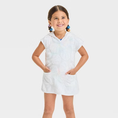 Baby Girls' Towel Terry Seashell Embossed Cover Up Dress - Cat & Jack™ White 18M: Front Pocket | Target