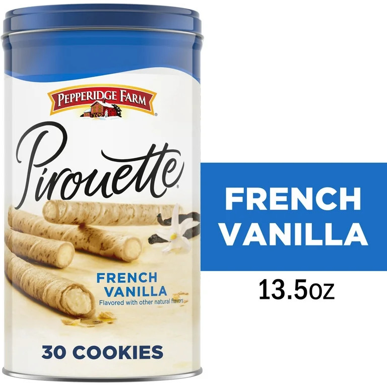 Pepperidge Farm Pirouette Cookies, French Vanilla Crème Filled Wafers, 13.5 oz Tin | Walmart (US)