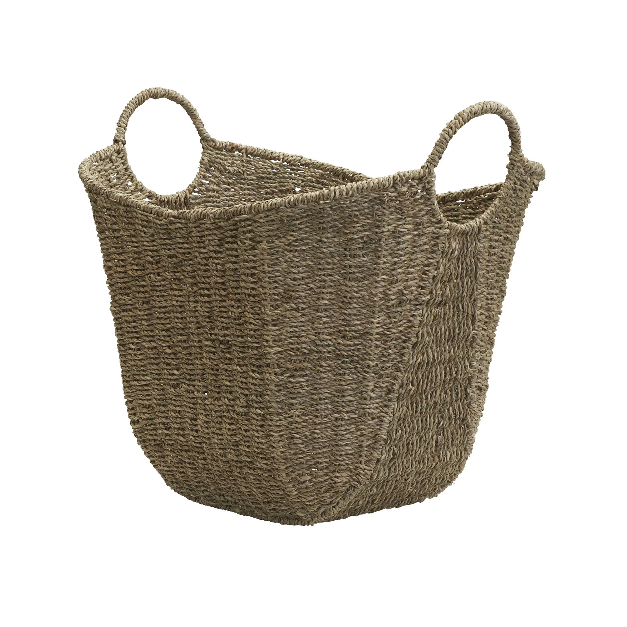 Household Essentials Natural Seagrass Basket with Handles, Natural Woven Wicker Storage Basket, G... | Walmart (US)