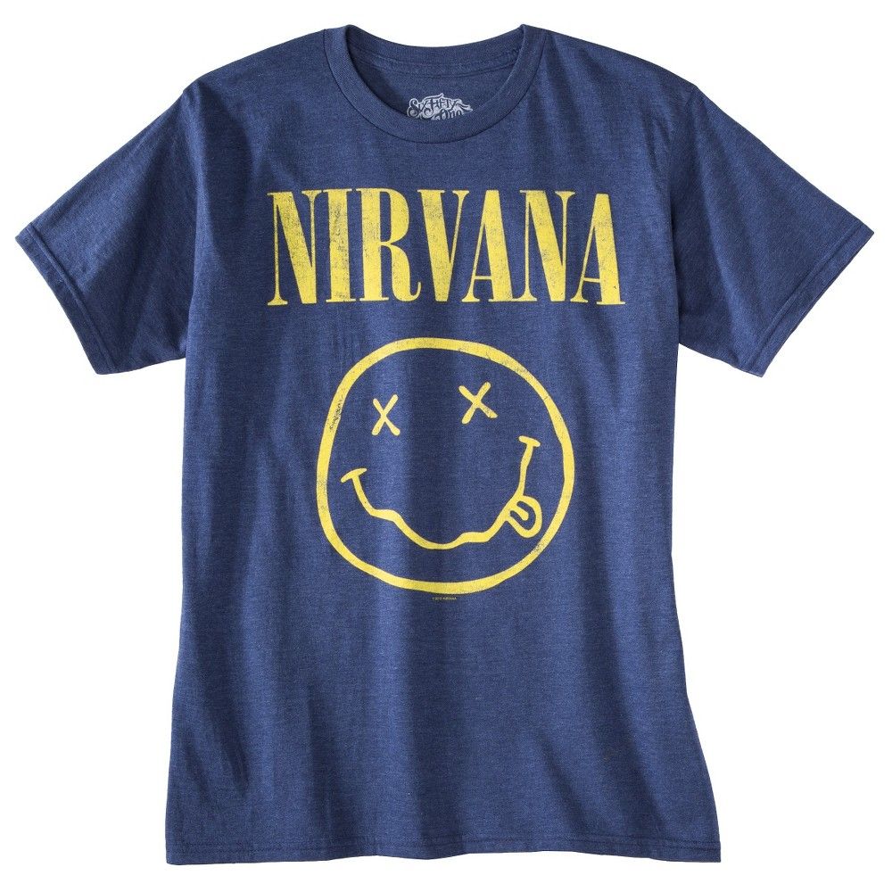 Men's Nirvana Short Sleeve Graphic T-Shirt - Denim Heather L, Blue/Grey | Target