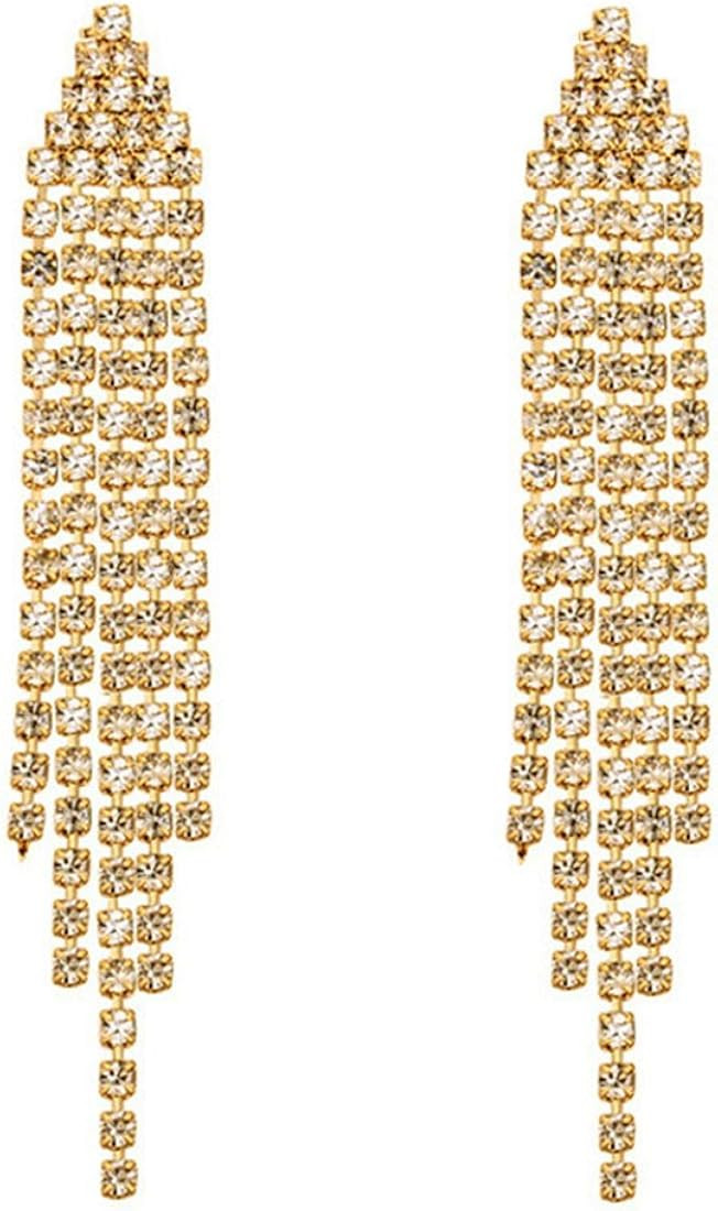 SELOVO Chandelier Tassel Dangle Linear Drop Earrings Party Jewelry Clear Austrian Crystal | Amazon (US)