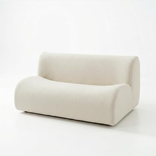 Vorthio Sofa 2 Seater Modern Boneless Sofa with Deep Seat, Sherpa Boucle Cloud Couch for Living Room, Cozy Teddy L-Shaped Couches, No Assembly, White, Sofa 2 Seater | Amazon (US)