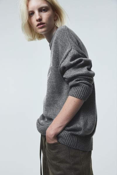 Jacquard-knit Sweater - Dark gray melange/Nirvana - Ladies | H&M US | H&M (US + CA)