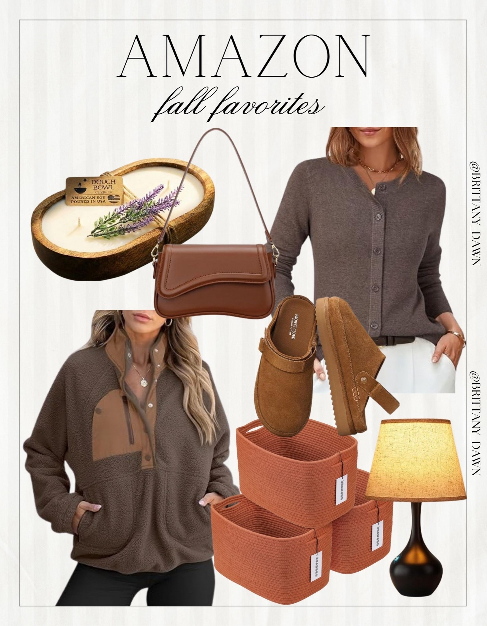 Cozy fall fashion and decor finds! ☕

I curated comfy brown fleece pullovers, fine-knit cardigans, platform clogs, and a sleek shoulder bag.

Plus, warm home accents including a dough bowl candle, woven storage baskets, and a cozy table lamp. 🕯️✨

#AmazonFinds #FallStyle #CozyVibes #LTKhome #LTKfashion #SweaterWeather #AutumnDecor #EverydayChic

#LTKootd #LTKHome #LTKSeasonal