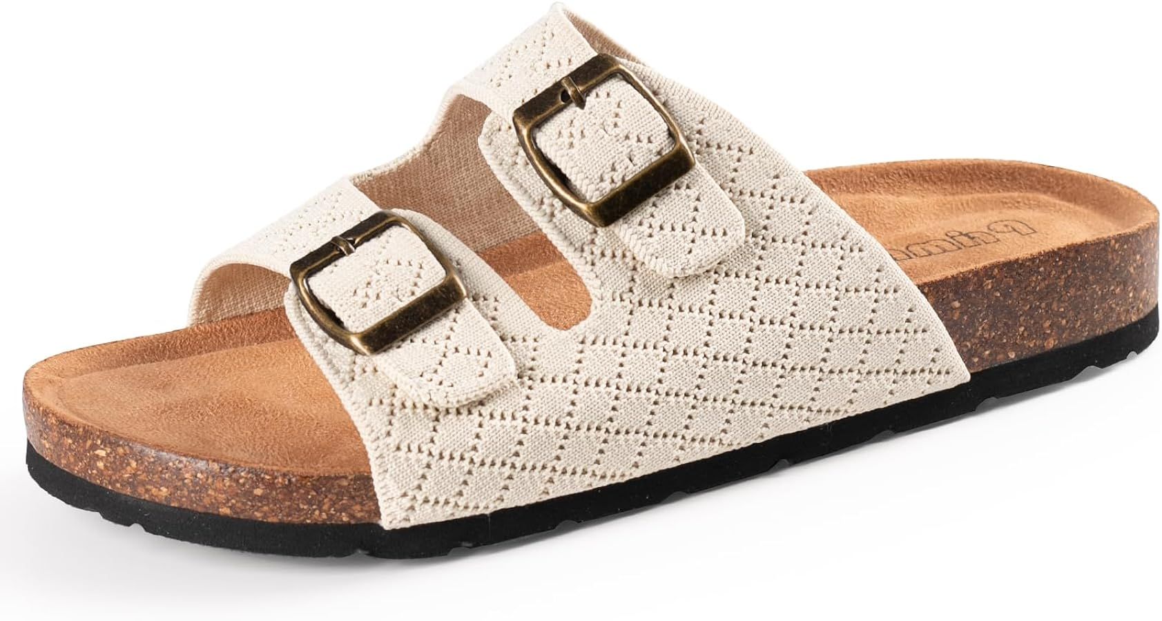 Women's Comfy Arch Support Cork Footbed with Adjustable Unique Knitting Straps Slides Sandals | Amazon (US)