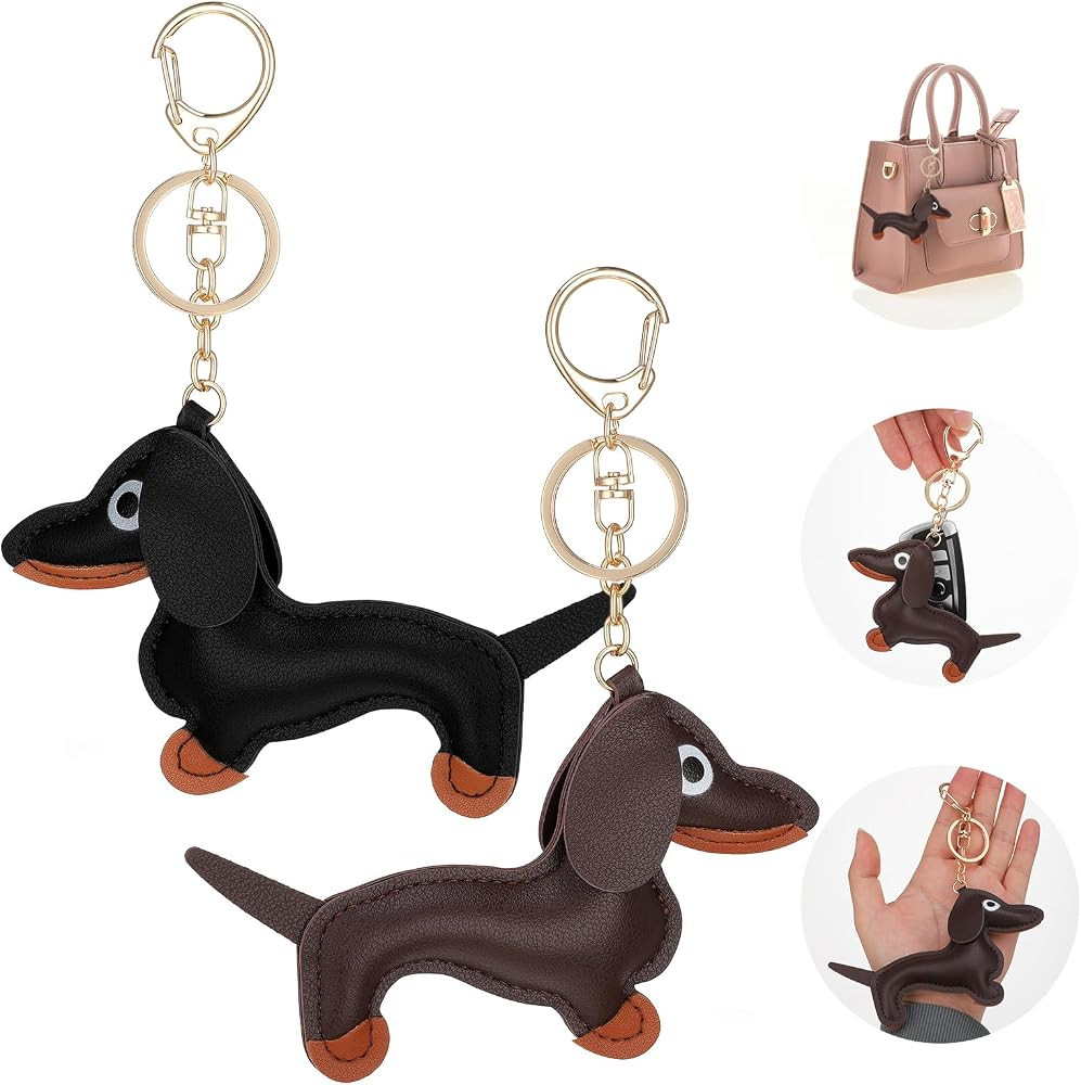 Giantree 2 Pcs Leather Dachshund Keychain, Dachshund Keychain Bag Pendant Key Chain Fashion Cute ... | Amazon (US)