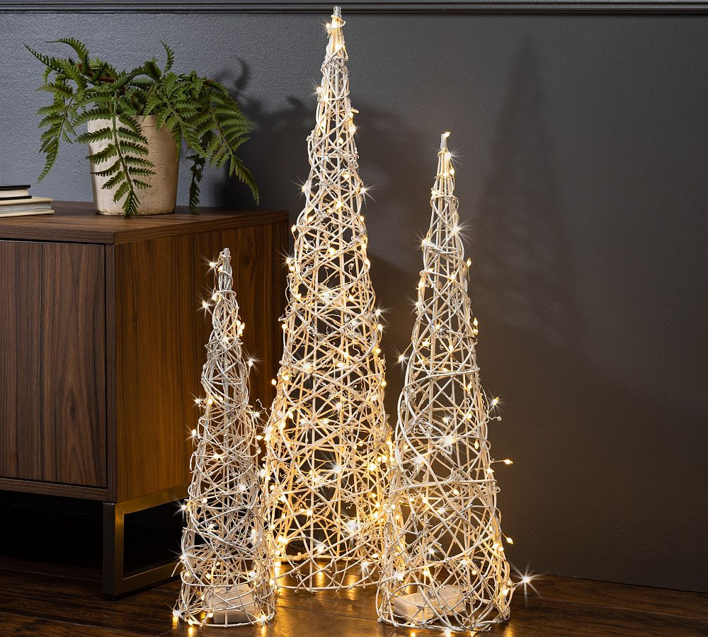 Lit Snow White Cone Trees - Set of 3 | Pottery Barn (US)