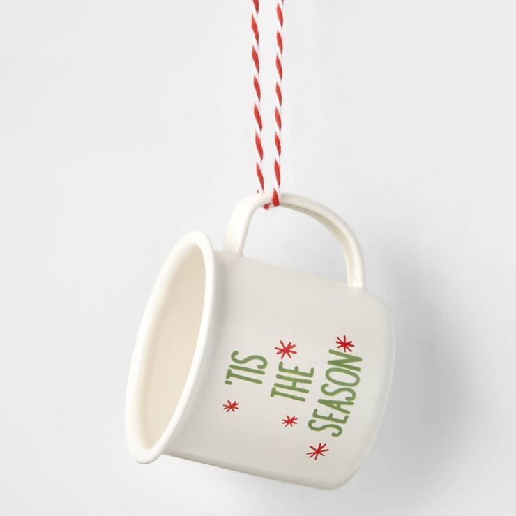 Metal 'Tis the Season' Mug Christmas Tree Ornament Cream - Wondershop™ | Target