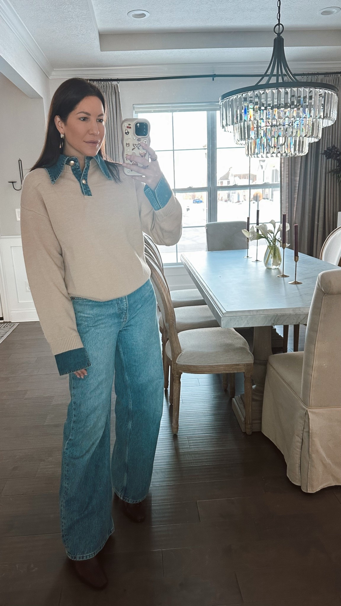 Cutest two toned sweater and my favorite wide leg denim 

#LTKmomlife #LTKOver40 #LTKSeasonal