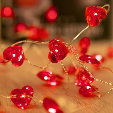 SR VISION Valentines Day Decor String Lights Red Love Heart Shape Twinkle Fairy Lights 10FT 40LED... | Amazon (US)