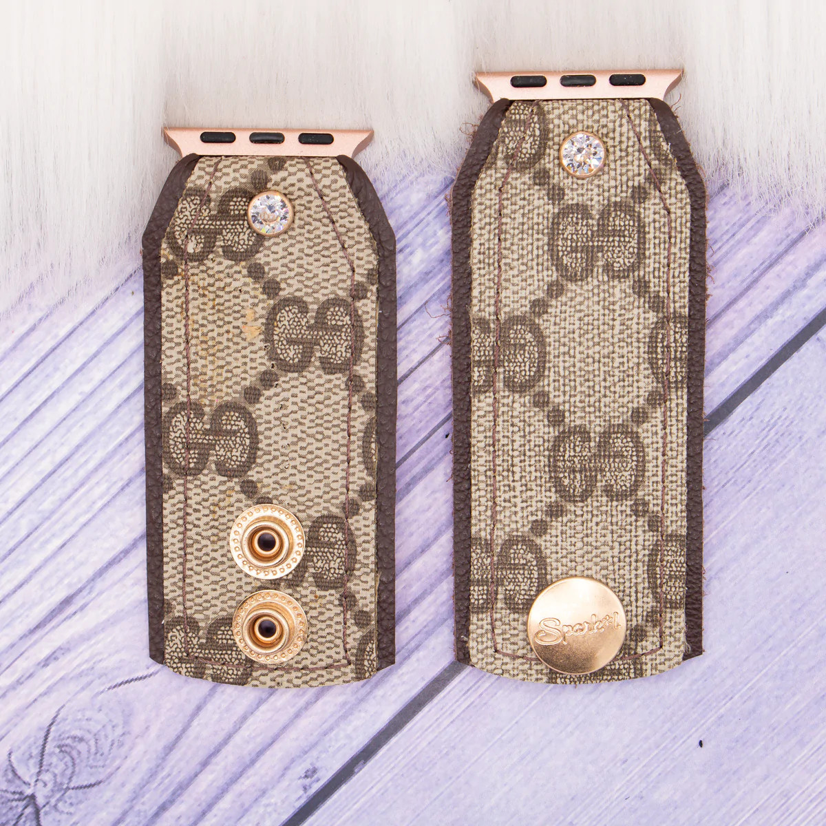 Perfectly Imperfect - (XS/S) Bow Band in Upcycled Brown Webbed Gg On Brown (Apple Watch 38/40/41m... | Sparkl