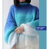 Gradient Sweater Blue Stripe Ombre Mohair Pullover Color Block Very Peri Fuchsia Emerald Green Pink | Etsy (US)