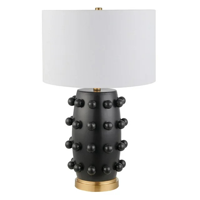 Henn&Hart 25.5" Ceramic & Fabric Table Lamp with Drum Shade in Matte Black | Walmart (US)