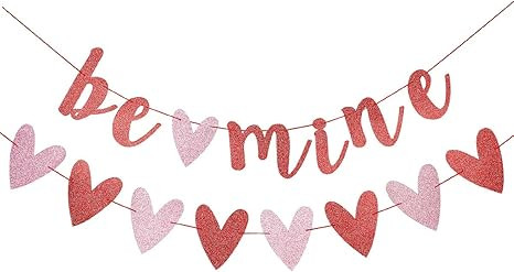 Red Glittery Be Mine Banner and Red & Pink Glittery Heart Garland Banner for Valentines Day Decor... | Amazon (US)