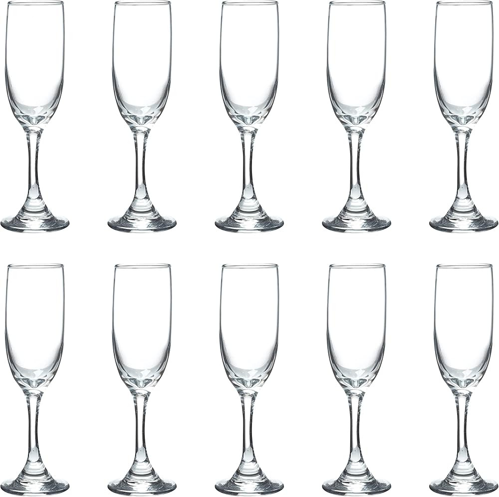 DISCOUNT PROMOS Champagne Flute 6.25 oz. Set of 10, Bulk Pack - Great for Cocktails, Wedding Favo... | Amazon (US)