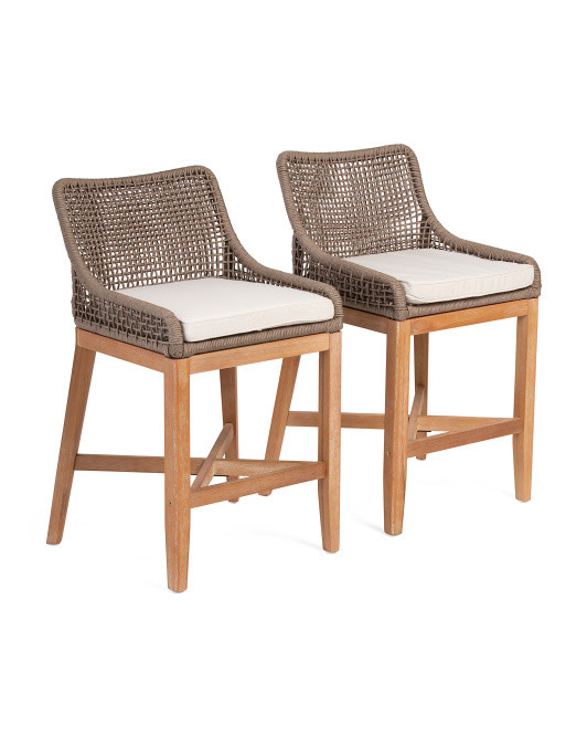 Set Of 2 37x20 Grid Weave Rope Counter Stools | TJ Maxx