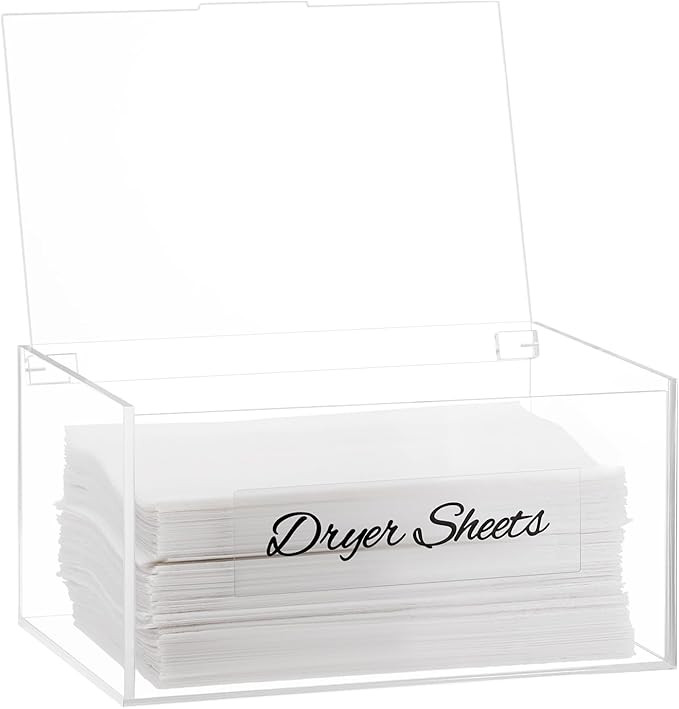 Acrylic Dryer Sheet Container for Laundry Room,Dryer Sheet Holder ,Dryer Sheet Dispenser with Lid... | Amazon (US)