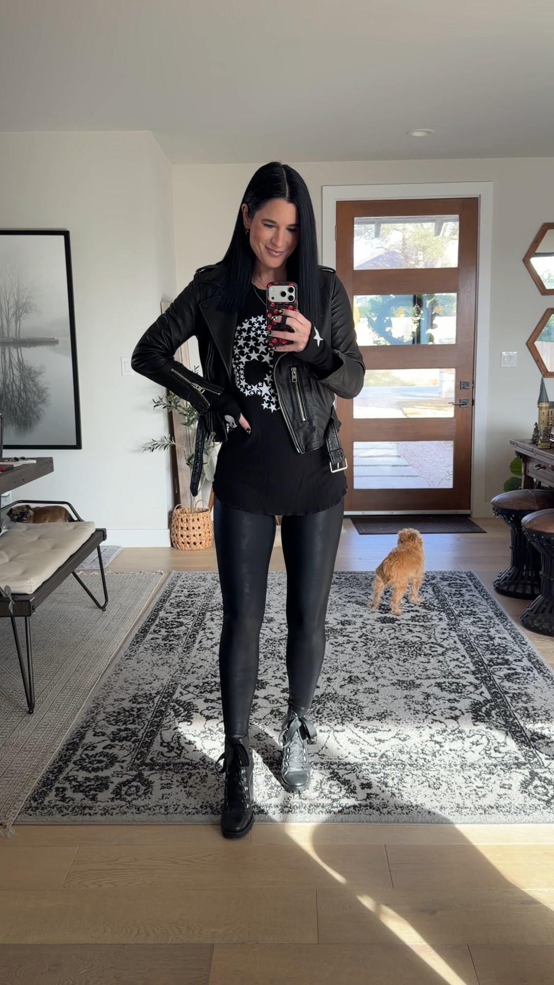 Today’s edgy outfit of the day! 
My SPANX leggings are on major sale and under $35! And my schutz black booties are on sale for $79!

#LTKFindsUnder100 #LTKSaleAlert #LTKootd