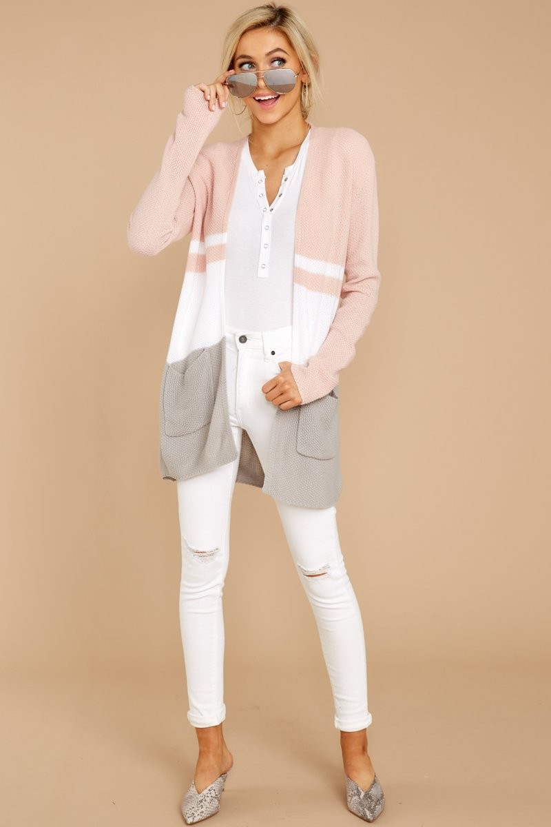 Always Lucky Sweet Pink Stripe Cardigan | Red Dress 