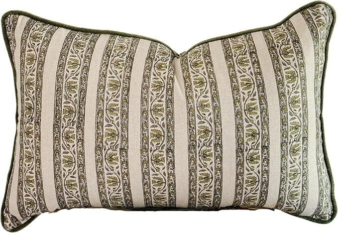 Palm & Loom 100% Cotton Linen Cushion Cover - Reka Decorative Throw Pillow Case with Moss Green &... | Amazon (US)