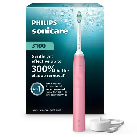 Philips Sonicare 3100 Series Electric Toothbrush - Sonic Toothbrush with Advanced Sonic Technology, Pressure Sensor, Two Intensity Settings, Smartimer & Quadpacer, Deep Pink, Model HX3681/06 | Walmart (US)