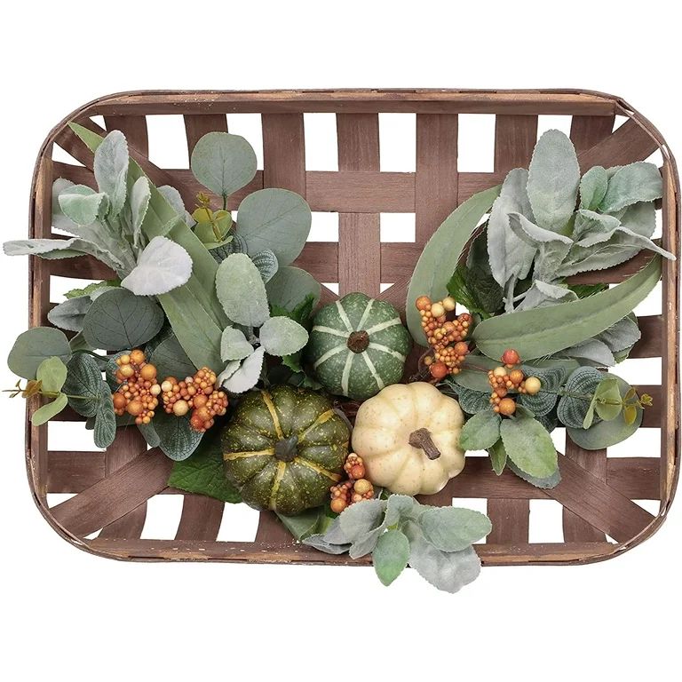 Ottoy Madelyn Fall Wreath with Basket for Home Decor, Summer Autumn Thanksgiving Front Door Wreat... | Walmart (US)