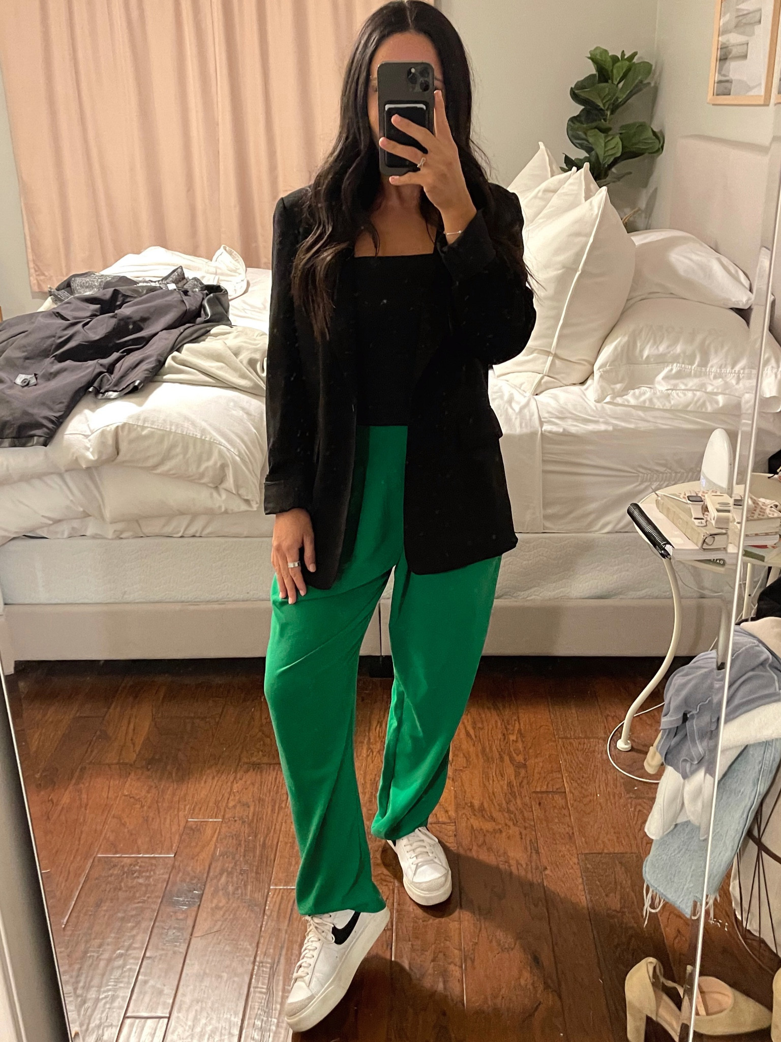 #greenpants #blazer