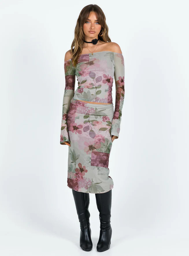 Rujha Midi Skirt Mesh Multi | Princess Polly US