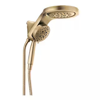 HydroRain 5-Spray Patterns 1.75 GPM 6 in. Wall Mount Dual Shower Heads in Champagne Bronze | The Home Depot