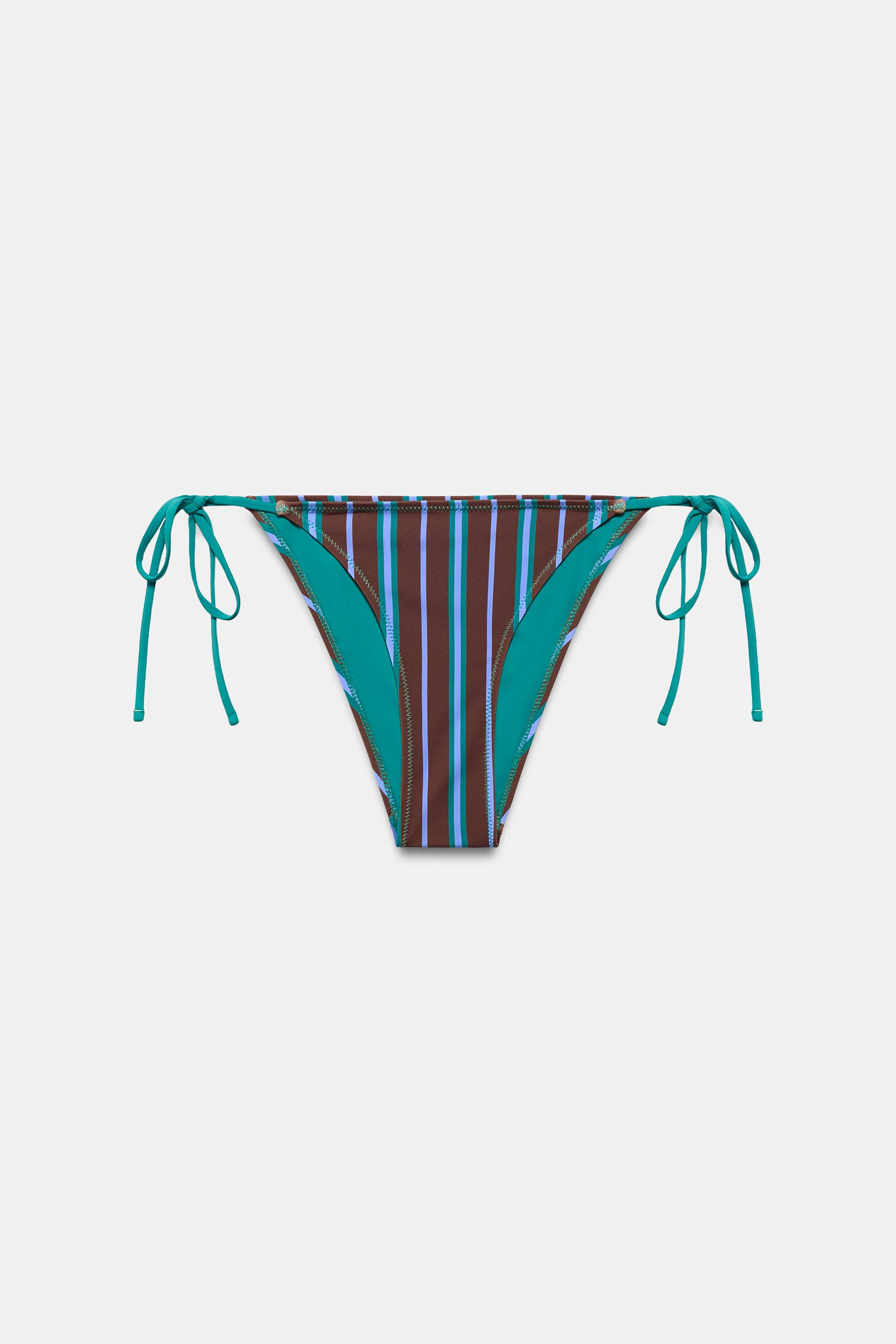 STRIPED BIKINI BOTTOMS WITH TIES | Zara Canada