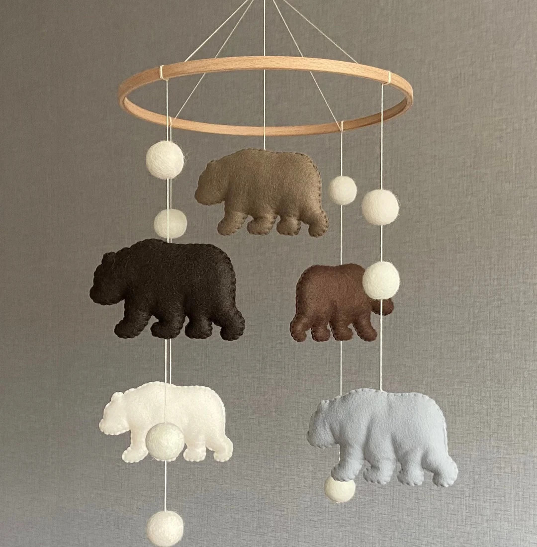 Baby Mobile, Woodland Mobile for Nursery, Baby Mobile Boy, Nursery Mobile, Bear Mobile, Baby Crib... | Etsy (US)