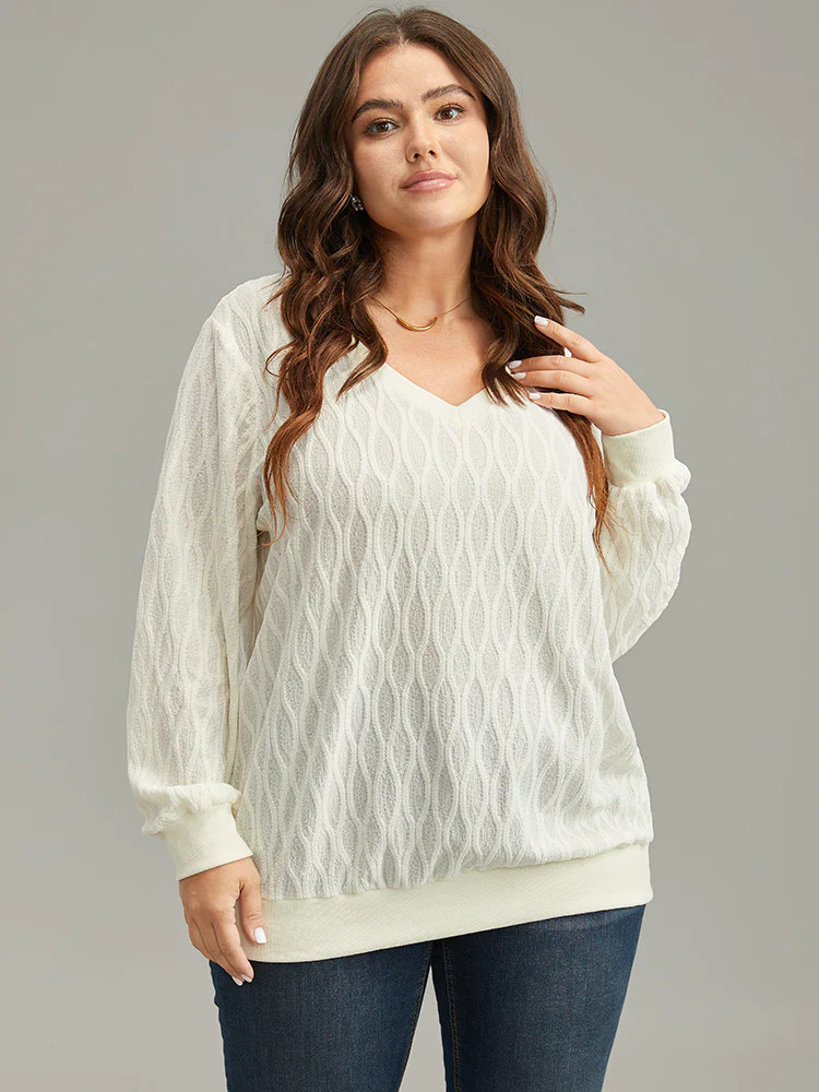 Plain Texture Elastic Cuffs Sweatshirt | Bloomchic