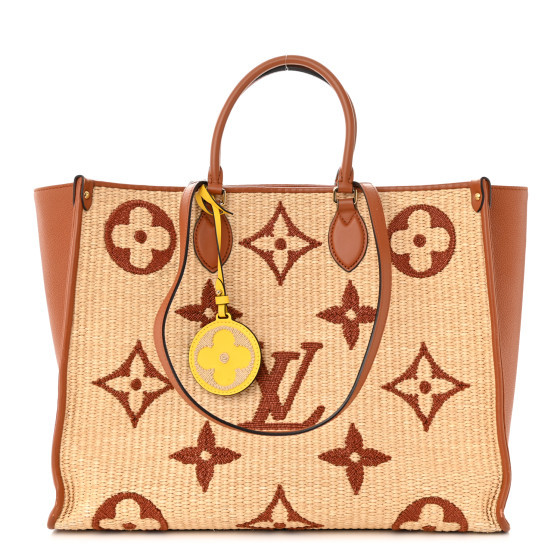 LOUIS VUITTON Raffia Calfskin Monogram Giant Onthego GM Tan | FASHIONPHILE | FASHIONPHILE (US)
