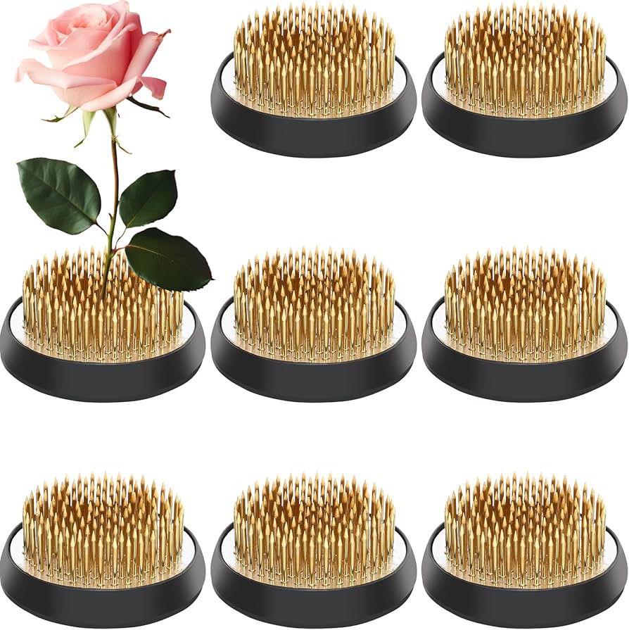 Sliner 8 Pcs 2 Inch Floral Frogs Round Brass Flower Holder Japanese Ikebana Vase Floral Frogs Arr... | Amazon (US)