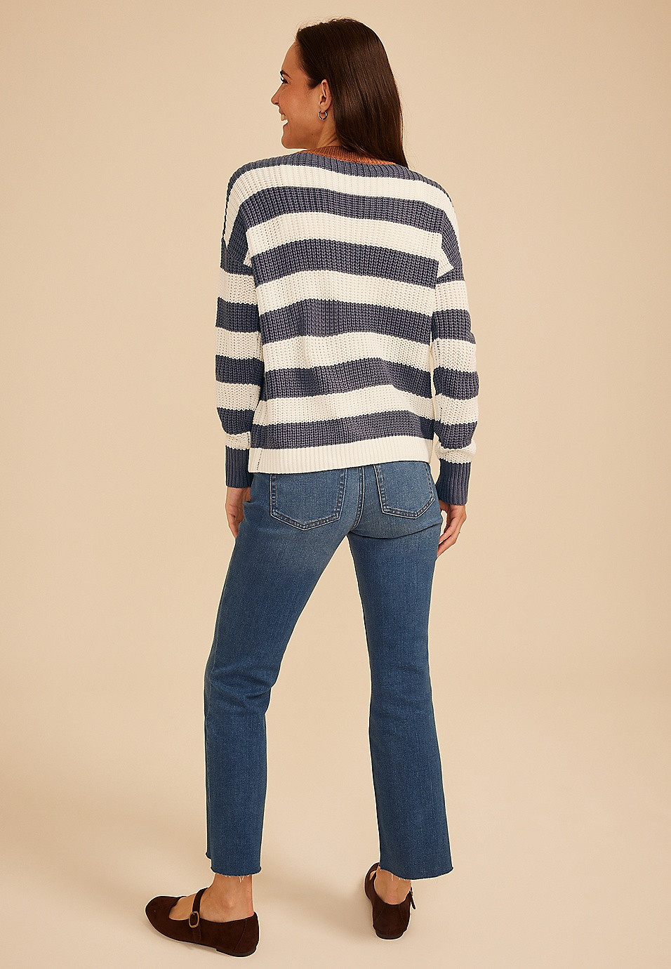 Block Stripe Boyfriend Cardigan | Maurices