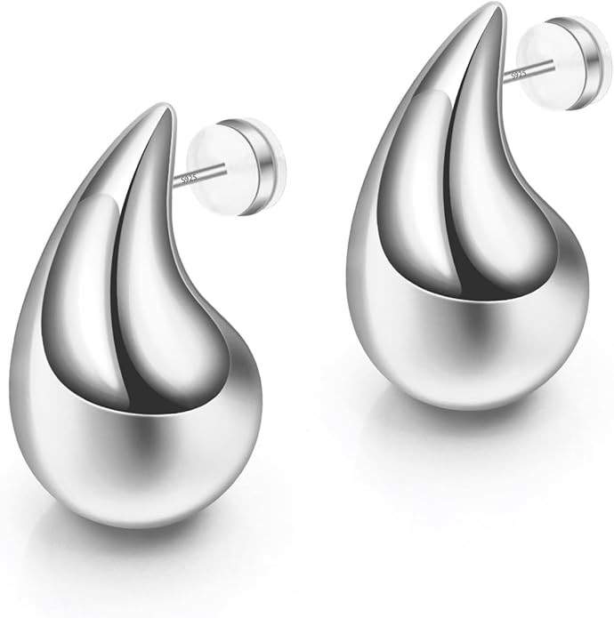 Gold Teardrop Earrings for Women - S925 Sterling Silver Earring Post Hot Pink Jewelry/Black Gun P... | Amazon (US)