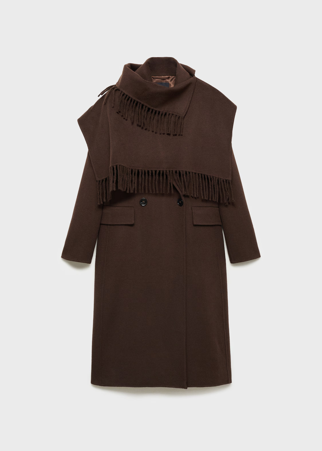 Wool coat with fringed scarf | MANGO (UK)