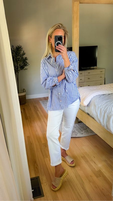 Love this lilly pulitzer blouse button down short button downs blue stripe shirt blouses workwear causal outfit mom outfit mom style office outfits elegant quiet luxury white jeans preppy outfit preppy style

#LTKOver40 #LTKFindsUnder100 #LTKWorkwear