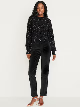 High-Waisted Velvet OG Straight Ankle Pants | Old Navy (US)