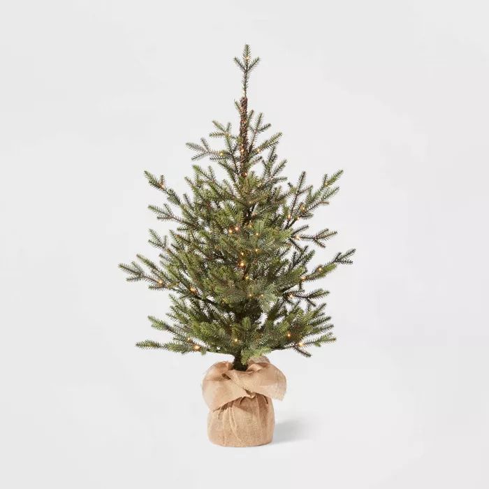 3ft Pre-lit Artificial Christmas Tree Potted Balsam Fir Warm White Dew Drop LED Lights - Wondersh... | Target