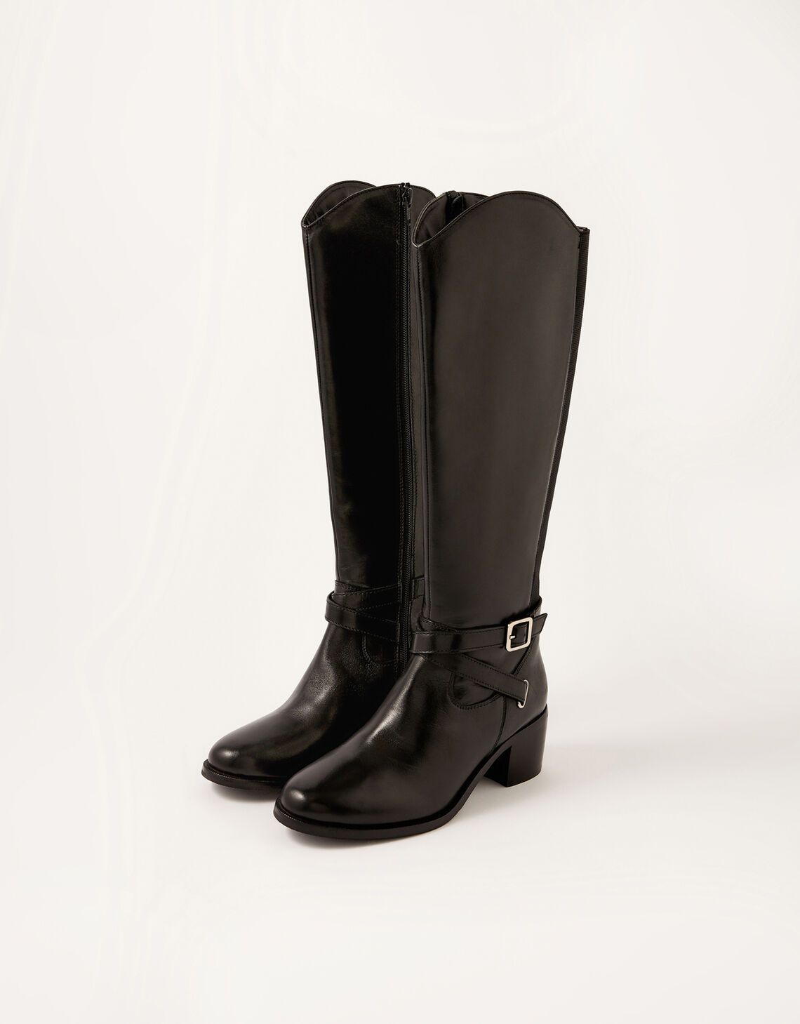 Lisa Leather Buckle Riding Boots Black | Monsoon (UK)