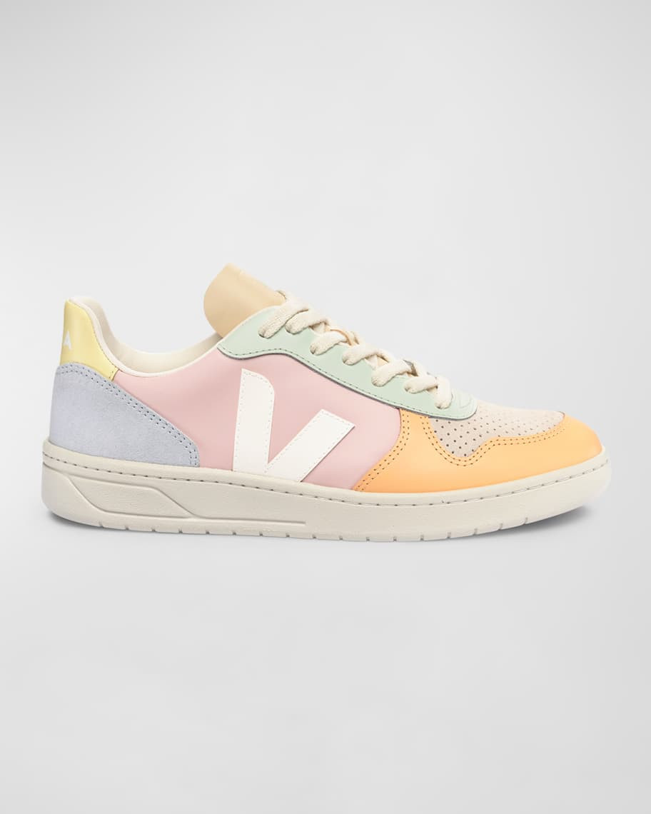 VEJA V-10 Colorblock Leather Low-Top Sneakers | Neiman Marcus