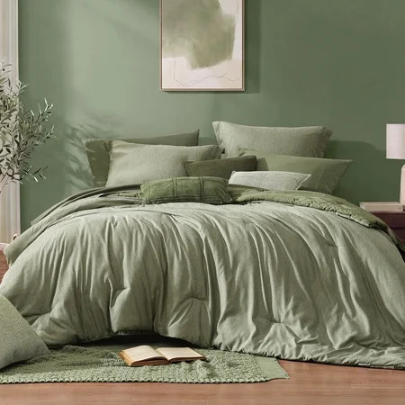 Amberspace Cationic Dyeing 7-piece Bed in a Bag Queen Comforter Set with Sheets,Sage Green | Walmart (US)