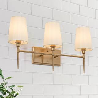LNC Modern Gold Bathroom Vanity Light 23 in. 3-Light Mid-century Arched Mirror Sconce Bath Vanity... | The Home Depot