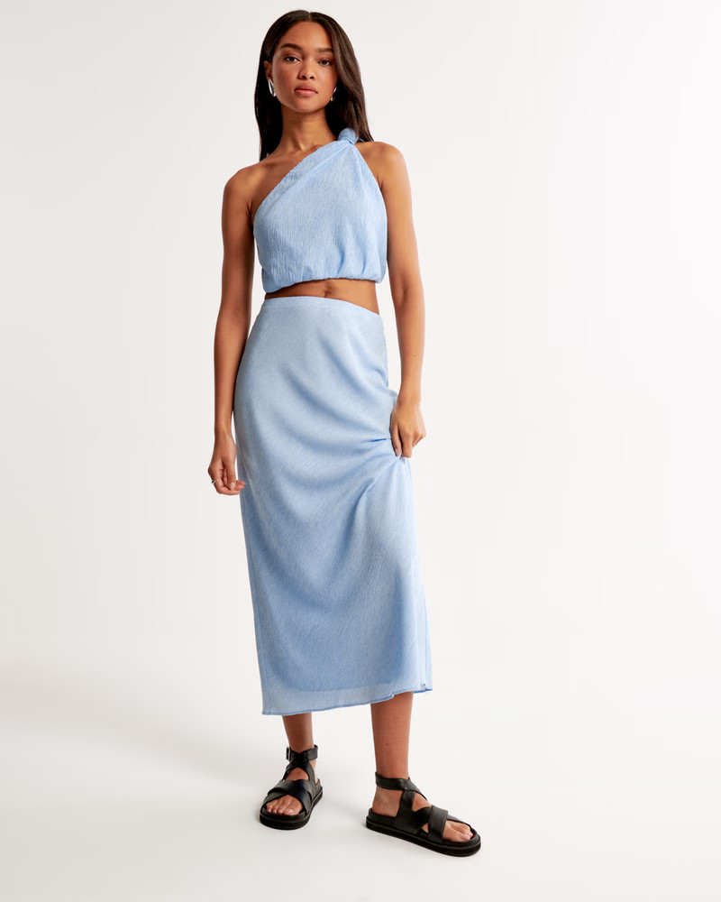 Crinkle Textured One-Shoulder Set Top | Abercrombie & Fitch (US)