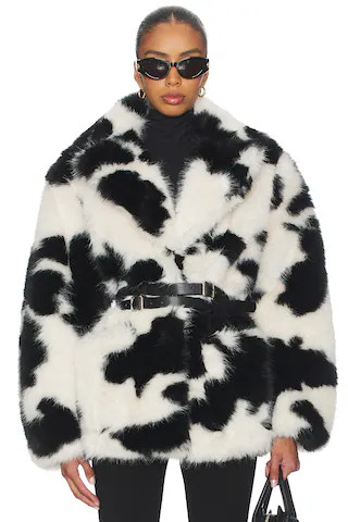 AFRM Livingston Faux Fur Jacket in Cattle Print Fur from Revolve.com | Revolve Clothing (Global)