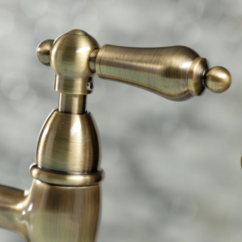 Kingston Brass Heritage Two-Handle 4-Hole Deck Mount Bridge Kitchen Faucet with Brass Side Spraye... | Wayfair North America